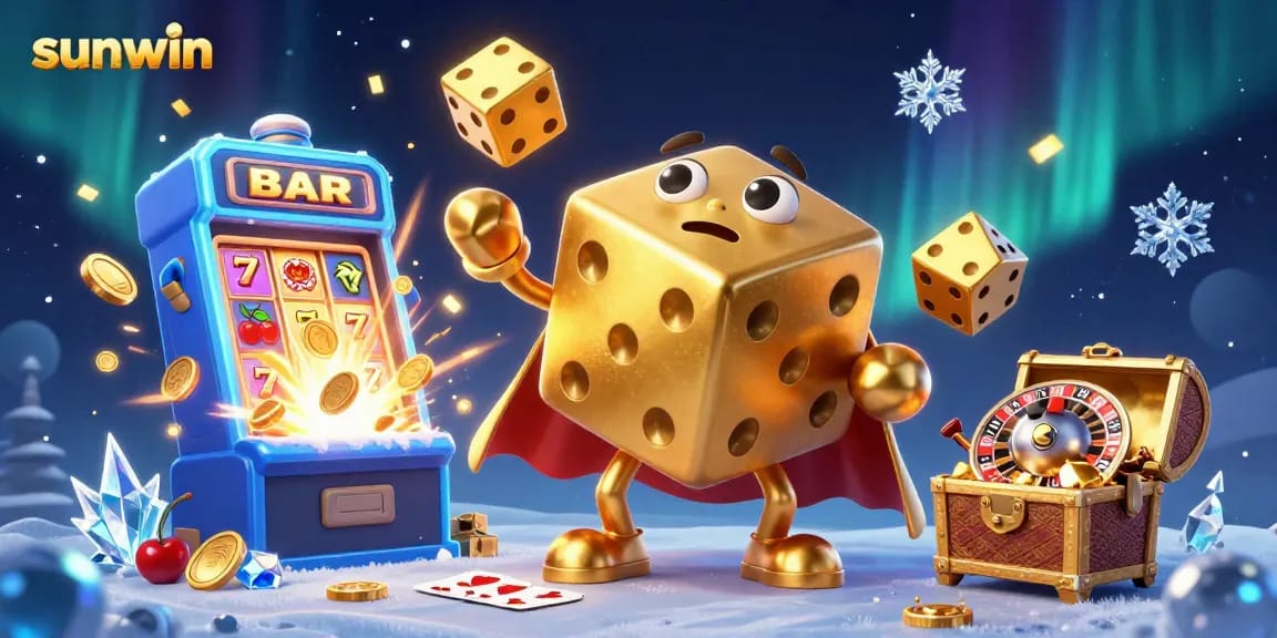 Experience the thrill of sunwin casino with golden dice, jackpots, and vibrant game elements.