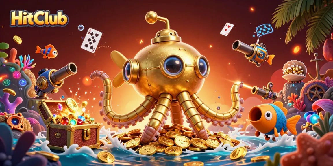 HitClub offers thrilling gameplay with jackpots and vivid casino elements in a dynamic underwater scene.