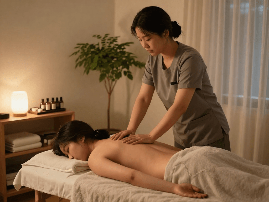 Enhancing relaxation with 성남출장안마 in a serene home setting.