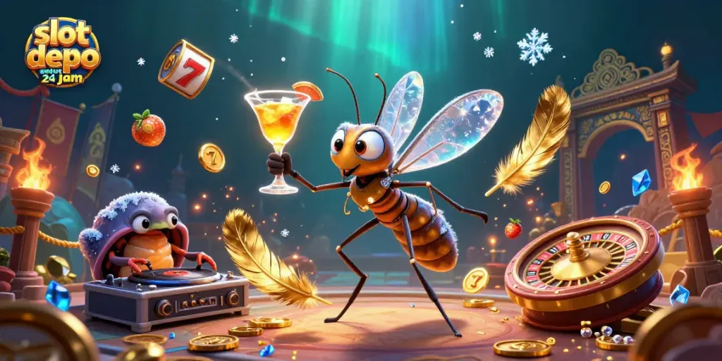 Engage in thrilling gaming with slot depo ewallet 24 jam showcased through vibrant casino characters.