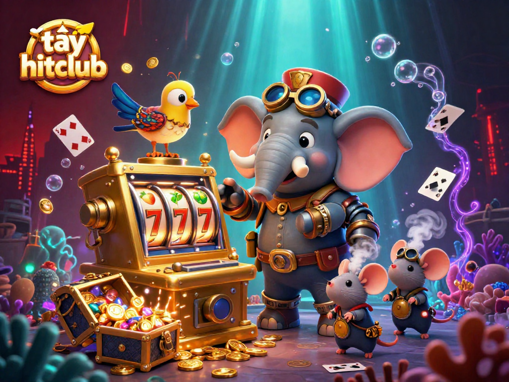 Spin and win at tải hitclub with our dynamic steampunk slot machine scene full of excitement.