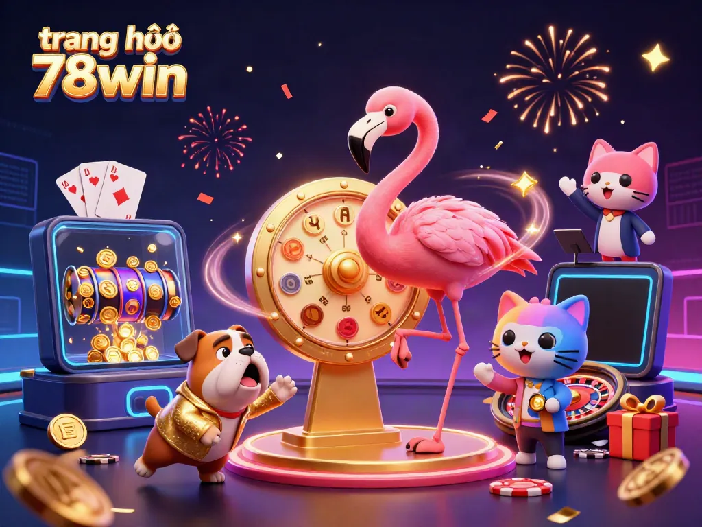 Engage with the exciting world of trang chủ 78win as you spin the prize wheel alongside adorable characters and vibrant casino elements.