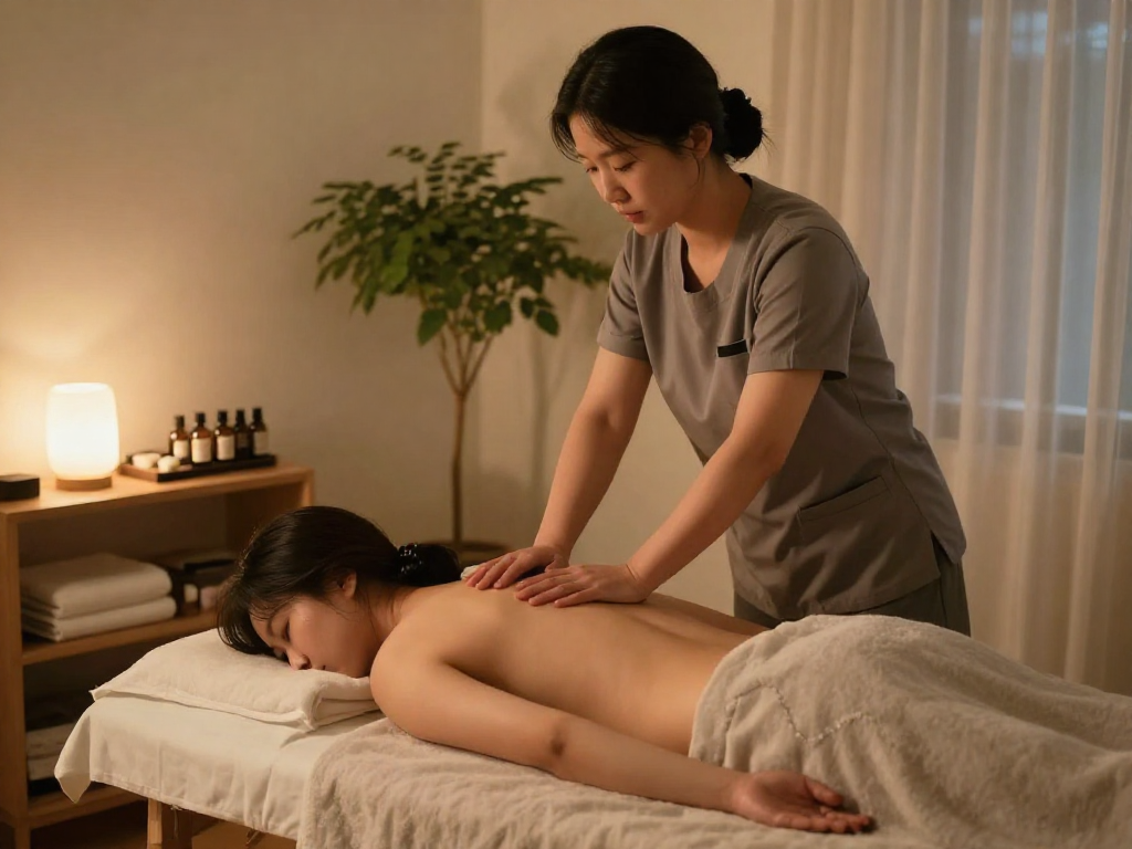 Enhancing relaxation with 성남출장안마 in a serene home setting.