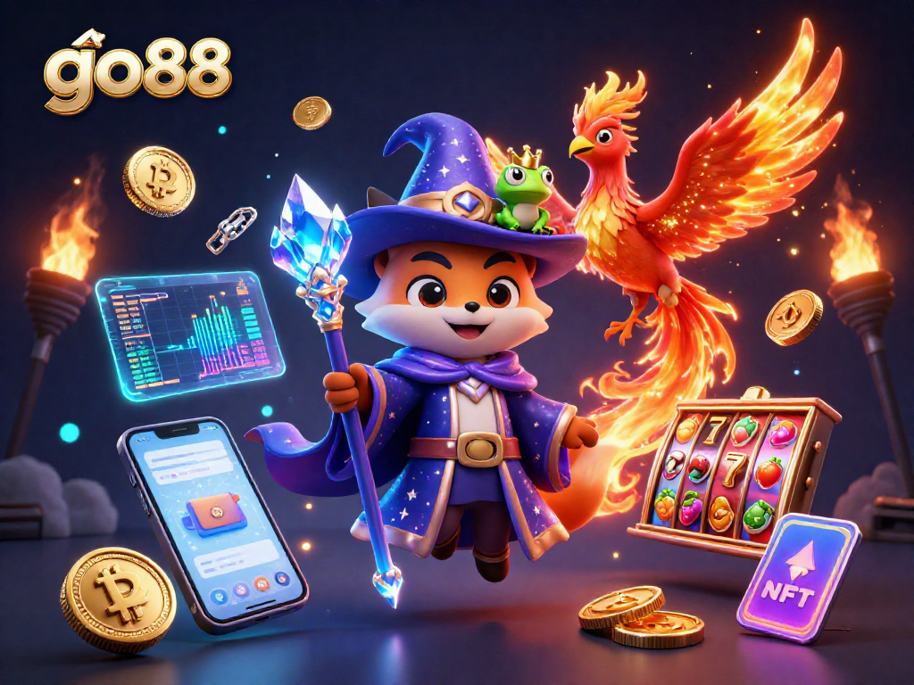 Engage with tải go88 through an enchanting fantasy casino scene packed with vibrant slot elements.