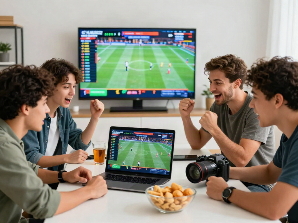 Friends engaging in online betting on tx88com, showcasing lively home atmosphere.