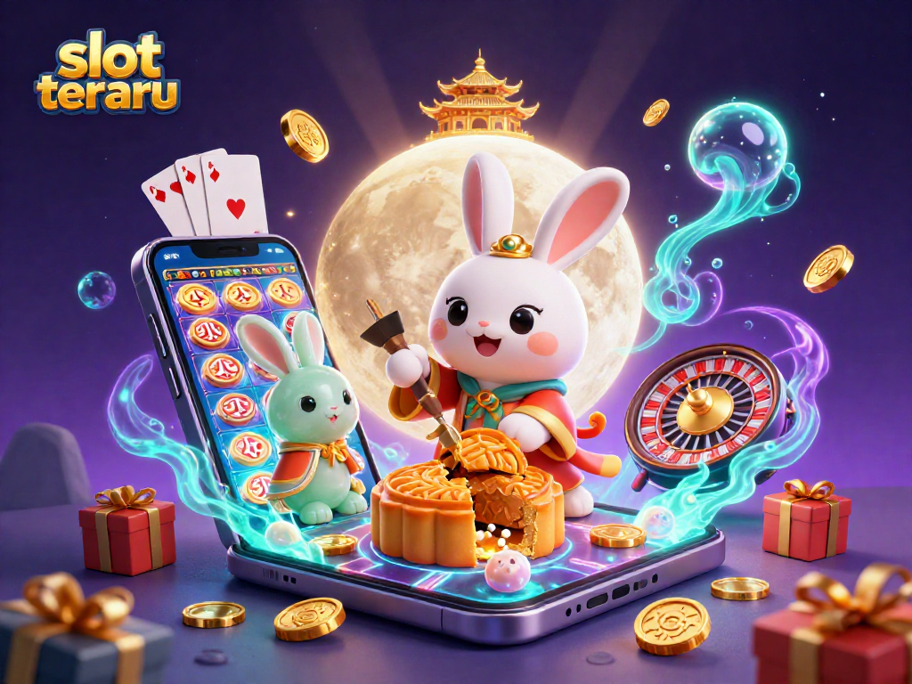 Spin the reels at slot terbaru with a playful moon rabbit and radiant casino elements.