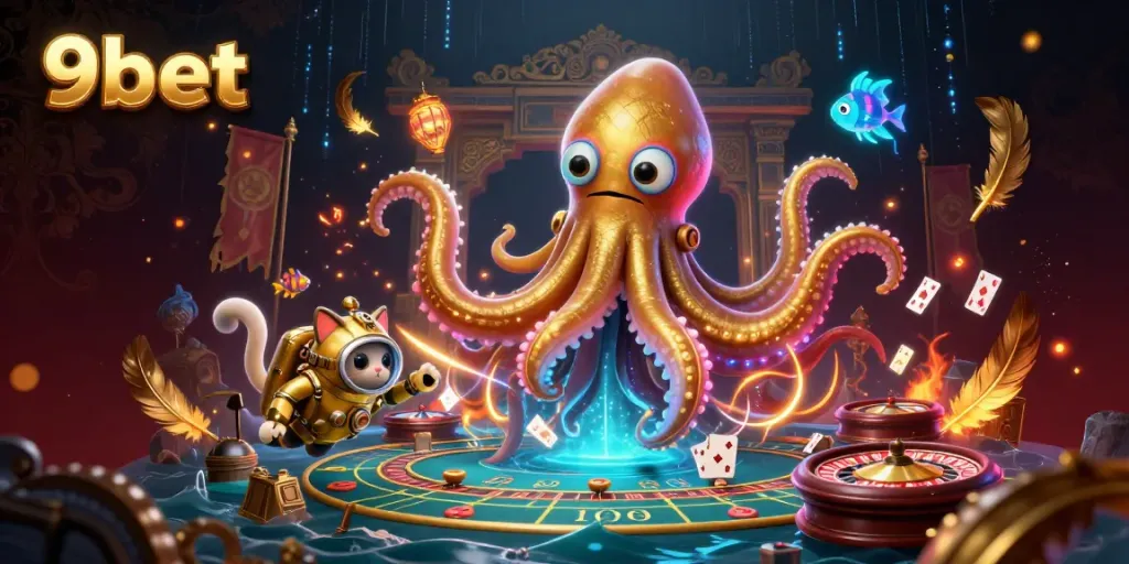Experience thrilling live casino games at 9bet with dynamic characters and a vibrant underwater theme.