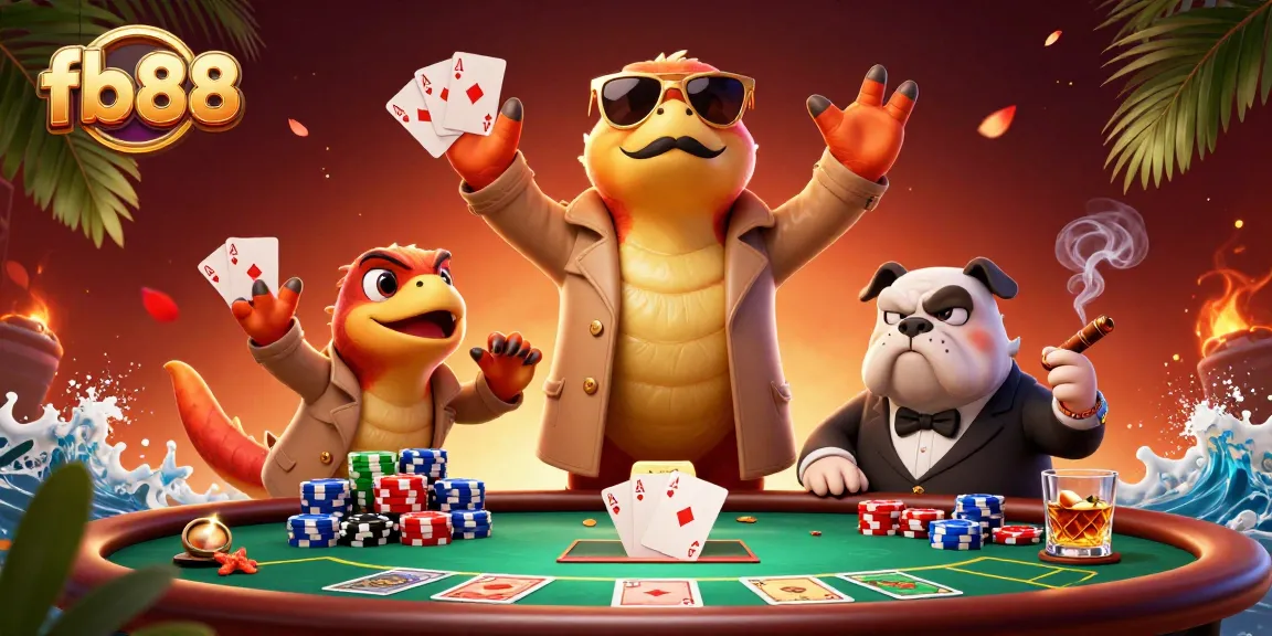 Experience the fun at fb88 with raptors in disguise at a lively poker scene.