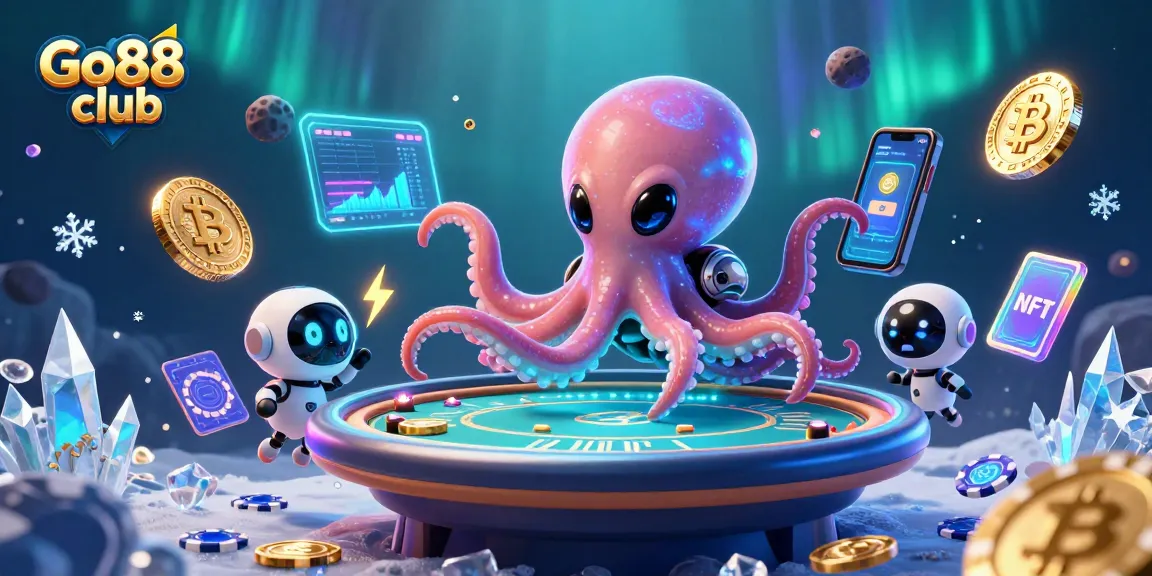 Engage in thrilling gaming with Go88 club's vibrant cartoon casino scene featuring unique characters.