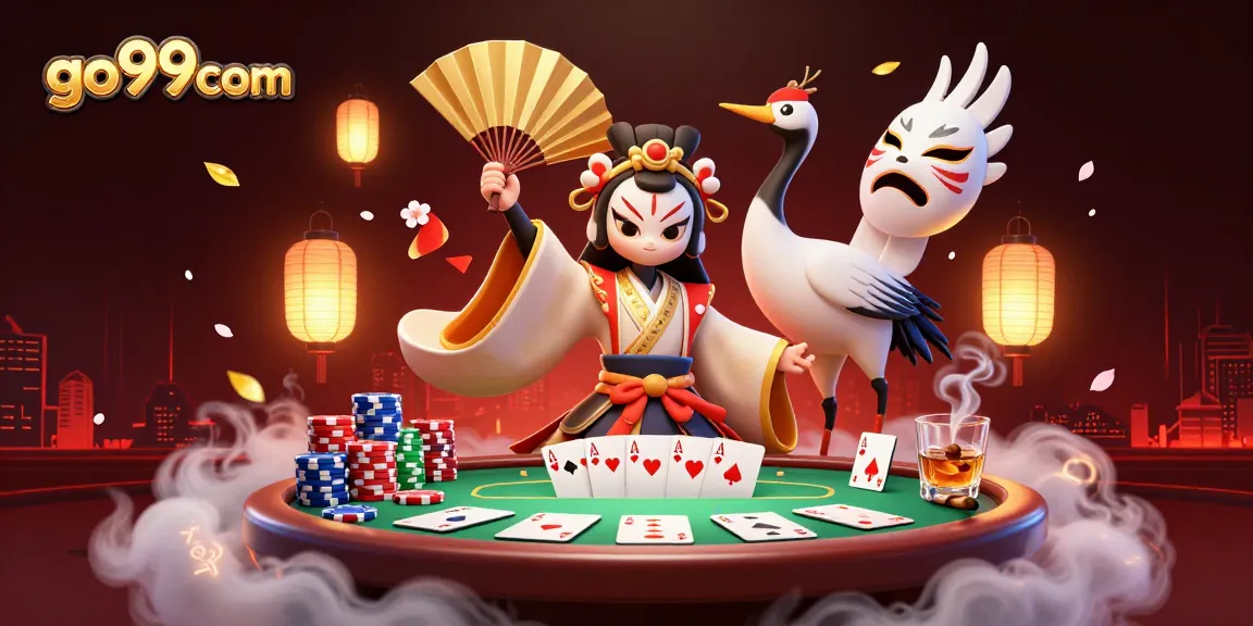 Engage in thrilling poker action with go99com at a vibrant casino scene featuring colorful chips andcards.