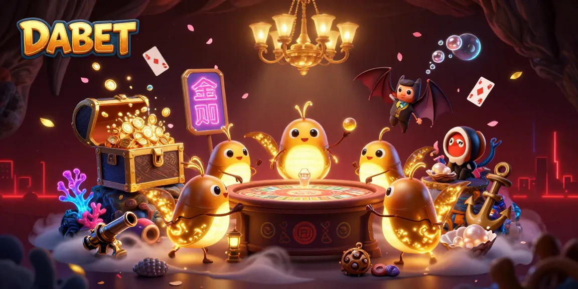 DABET illuminates an enchanting cave casino with glowworms, showcasing a vibrant underwater treasure scene.