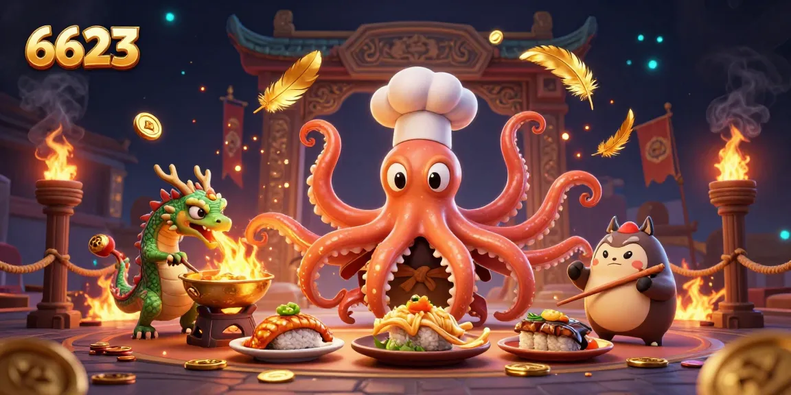 Spin to win at 6623 with a vibrant scene featuring dynamic characters and golden slots.