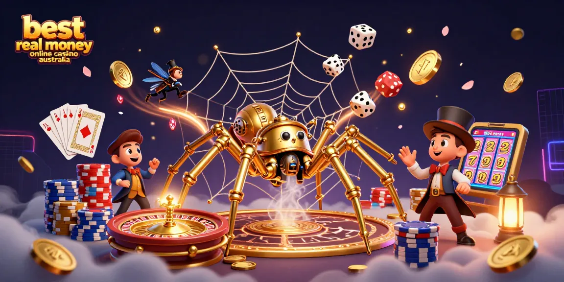Experience the thrill of the best real money online casino Australia with this dynamic 3D casino illustration.