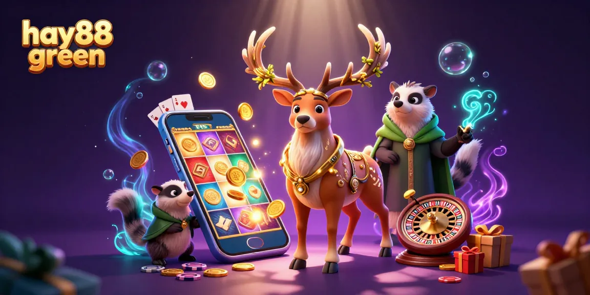 Experience the excitement of gambling with hay88 green casino illustrated in vibrant 3D style.