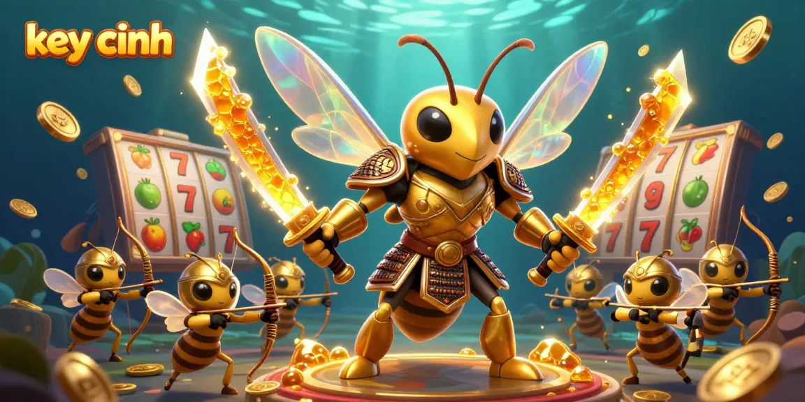Engage in winning strategies with key chính in an ultra-detailed 3D casino scene featuring a golden hornet.