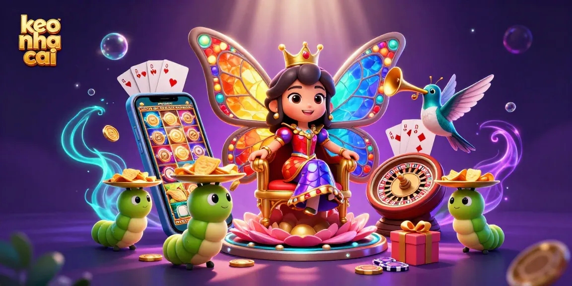 Engage with keo nha cai offerings in a vibrant 3D casino illustration featuring dynamic gaming elements.