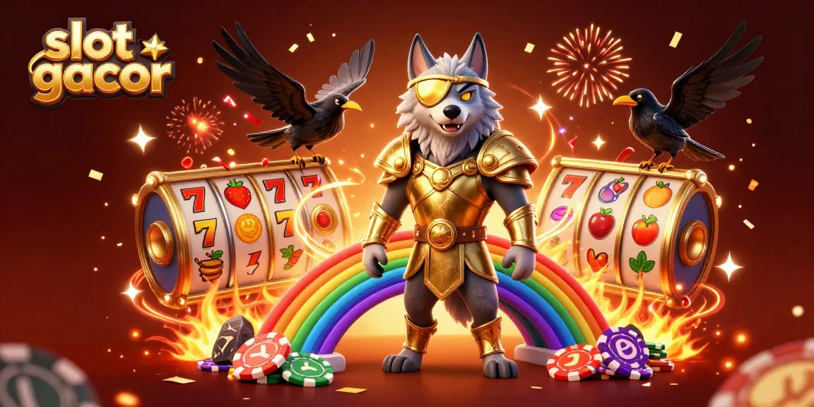 Engage in thrilling slot gacor action with Odin and his mystical companions amidst vibrant casino elements.