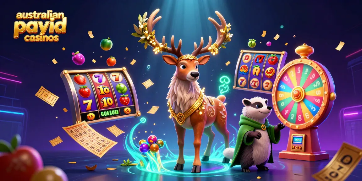Experience australian payid casinos with a vibrant 3D casino scene featuring unique characters and dynamic game elements.