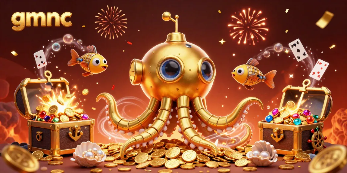 Win big with gmnc's thrilling online casino adventure featuring a golden kraken and mechanical fish.
