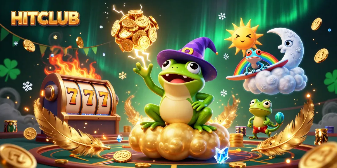 Join the HITCLUB game with this vibrant casino scene featuring rich golden coins and dynamic characters.