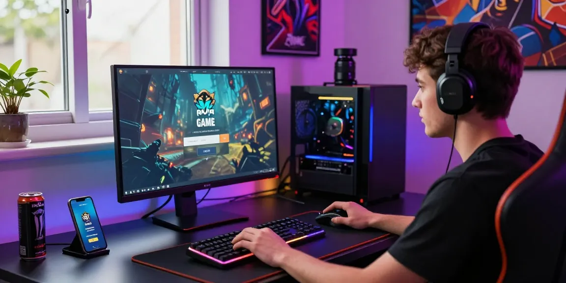 Engaging gaming setup showcasing Raja Game login interface with vibrant LED lighting and gaming accessories.