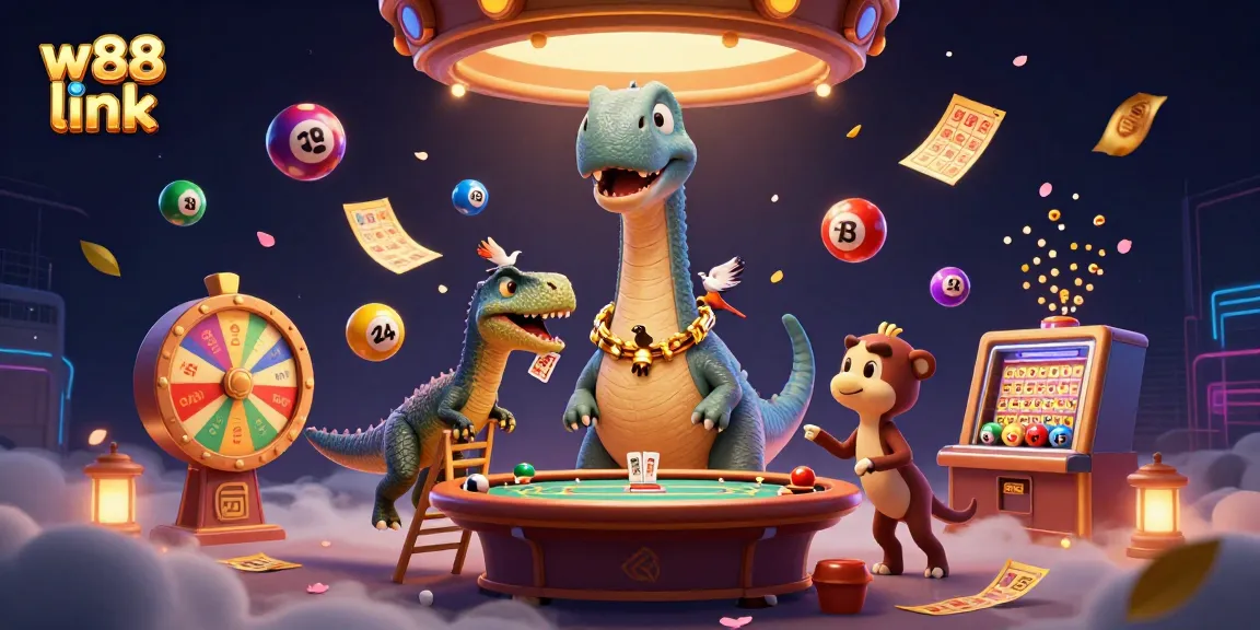 Experience thrilling betting with w88 link in this ultra-detailed casino scene illustration featuring dynamic action.