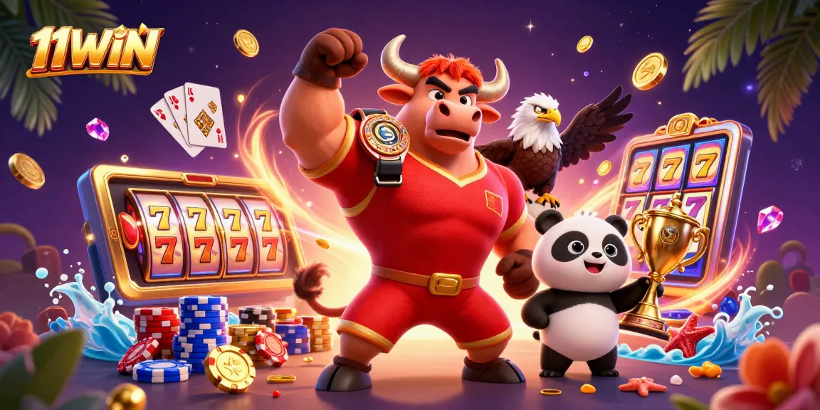 Experience thrilling gaming with 11WIN, where champions celebrate wins in vibrant casino illustration.