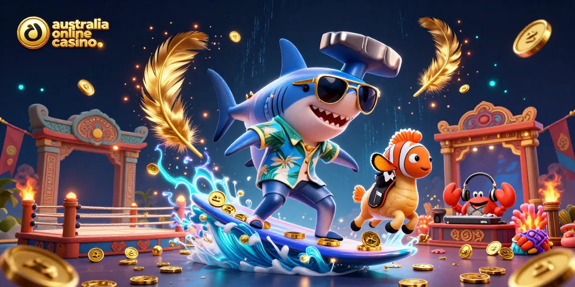Experience winning at the australia online casino with vibrant characters in a lively gaming scene.
