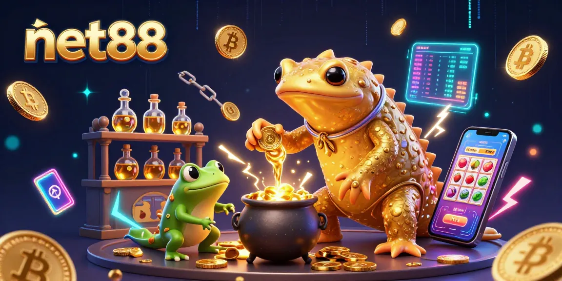 Engage with net88's vibrant casino realm featuring gold alchemy and crypto elements.
